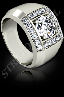ANILLO para HOMBRE de oro blanco o platino con brillantes (El modelo: AH0014). Santiago, Chile, Ñuñoa