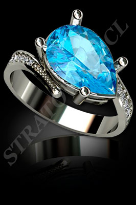 ANILLO para MUJER de oro blanco o platino con brillantes, semipreciosas (El modelo: AF0012). Santiago, Chile, Ñuñoa