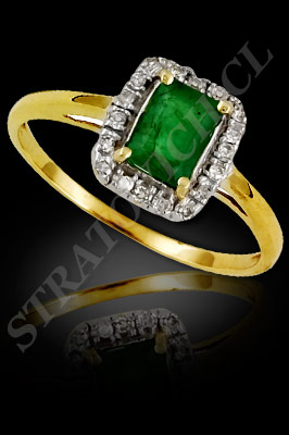 ANILLO para MUJER de oro amarillo de 18 kilates, oro blanco o platino con brillantes, esmeralda (El modelo: AF0044). Santiago, Chile, Ñuñoa