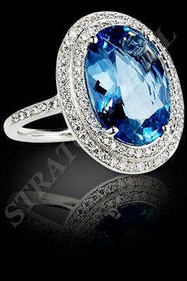 ANILLO para MUJER de oro blanco o platino con brillantes, semipreciosas (El modelo: AF0057). Santiago, Chile, Ñuñoa