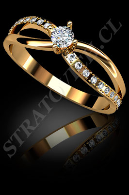 ANILLO para MUJER de oro amarillo de 18 kilates con brillantes (El modelo: AF0062). Santiago, Chile, Ñuñoa