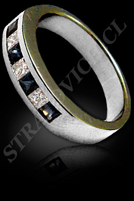 ANILLO para MUJER de oro blanco o platino con brillantes, zafiro (El modelo: AF0104). Santiago, Chile, Ñuñoa