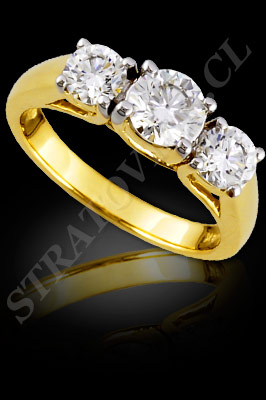 ANILLOS de COMPROMISO de oro amarillo de 18 kilates con brillantes (El modelo: AC0057). Santiago, Chile, Ñuñoa