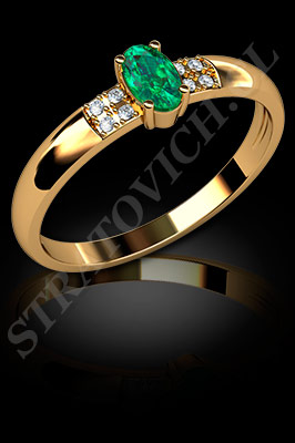 ANILLOS de COMPROMISO de oro amarillo de 18 kilates con brillantes, esmeralda (El modelo: AC0062). Santiago, Chile, Ñuñoa