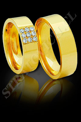 ARGOLLAS de MATRIMONIO de oro amarillo de 18 kilates con brillantes (El modelo: AM0001). Santiago, Chile, Ñuñoa