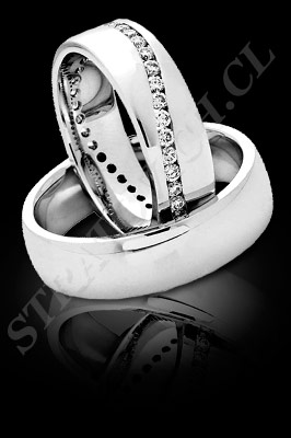 ARGOLLAS de MATRIMONIO de oro blanco o platino con brillantes (El modelo: AM0015). Santiago, Chile, Ñuñoa