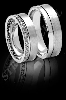 ARGOLLAS de MATRIMONIO de oro blanco o platino con brillantes (El modelo: AM0016). Santiago, Chile, Ñuñoa