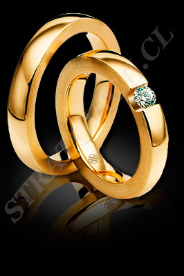 ARGOLLAS de MATRIMONIO de oro amarillo de 18 kilates con brillantes (El modelo: AM0017). Santiago, Chile, Ñuñoa