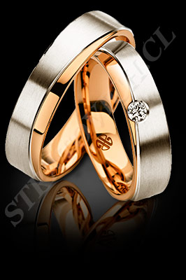 ARGOLLAS de MATRIMONIO de oro amarillo de 18 kilates, oro blanco o platino con brillantes (El modelo: AM0022). Santiago, Chile, Ñuñoa