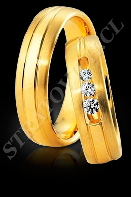 ARGOLLAS de MATRIMONIO de oro amarillo de 18 kilates con brillantes (El modelo: AM0029). Santiago, Chile, Ñuñoa