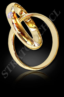 ARGOLLAS de MATRIMONIO de oro amarillo de 18 kilates con brillantes (El modelo: AM0044). Santiago, Chile, Ñuñoa