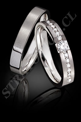 ARGOLLAS de MATRIMONIO de oro blanco o platino con brillantes (El modelo: AM0065). Santiago, Chile, Ñuñoa