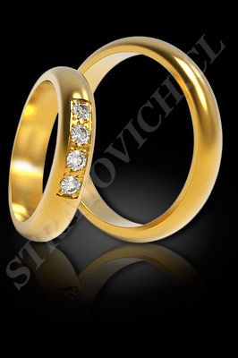 ARGOLLAS de MATRIMONIO de oro amarillo de 18 kilates con brillantes (El modelo: AM0090). Santiago, Chile, Ñuñoa