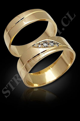 ARGOLLAS de MATRIMONIO de oro amarillo de 18 kilates con brillantes (El modelo: AM0091). Santiago, Chile, Ñuñoa