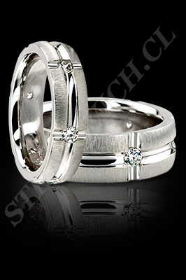 ARGOLLAS de MATRIMONIO de oro blanco o platino con brillantes (El modelo: AM0093). Santiago, Chile, Ñuñoa