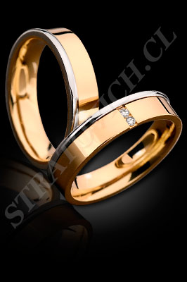 ARGOLLAS de MATRIMONIO de oro amarillo de 18 kilates, oro blanco o platino con brillantes (El modelo: AM0095). Santiago, Chile, Ñuñoa