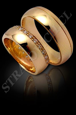 ARGOLLAS de MATRIMONIO de oro amarillo de 18 kilates con brillantes (El modelo: AM0097). Santiago, Chile, Ñuñoa