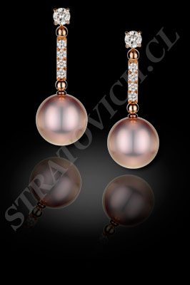 AROS de oro amarillo de 18 kilates con brillantes, perlas (El modelo: AR0016). Santiago, Chile, Ñuñoa